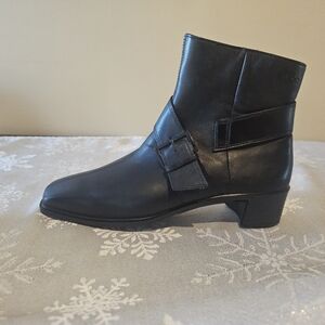Ecco Ankle Boots Black Leather Buckle Moto Sz 37